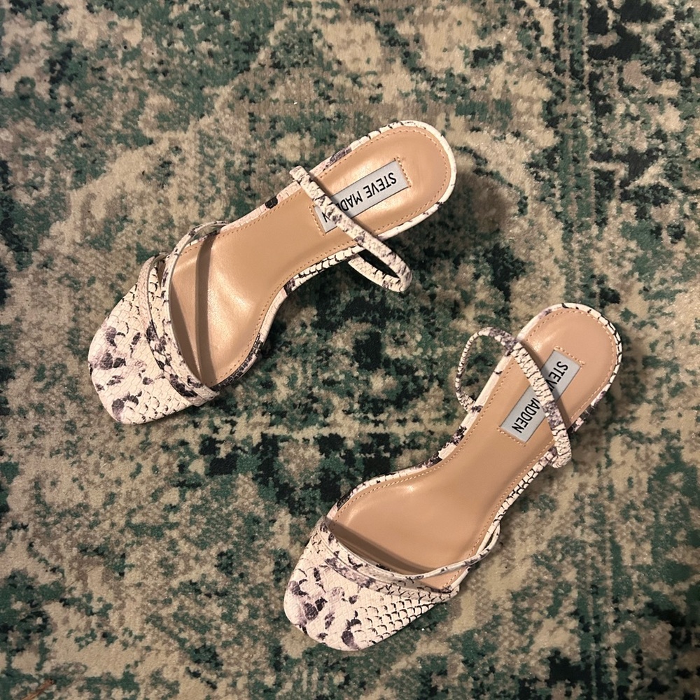 Steve Madden Women’s Snakeskin Strappy Heels